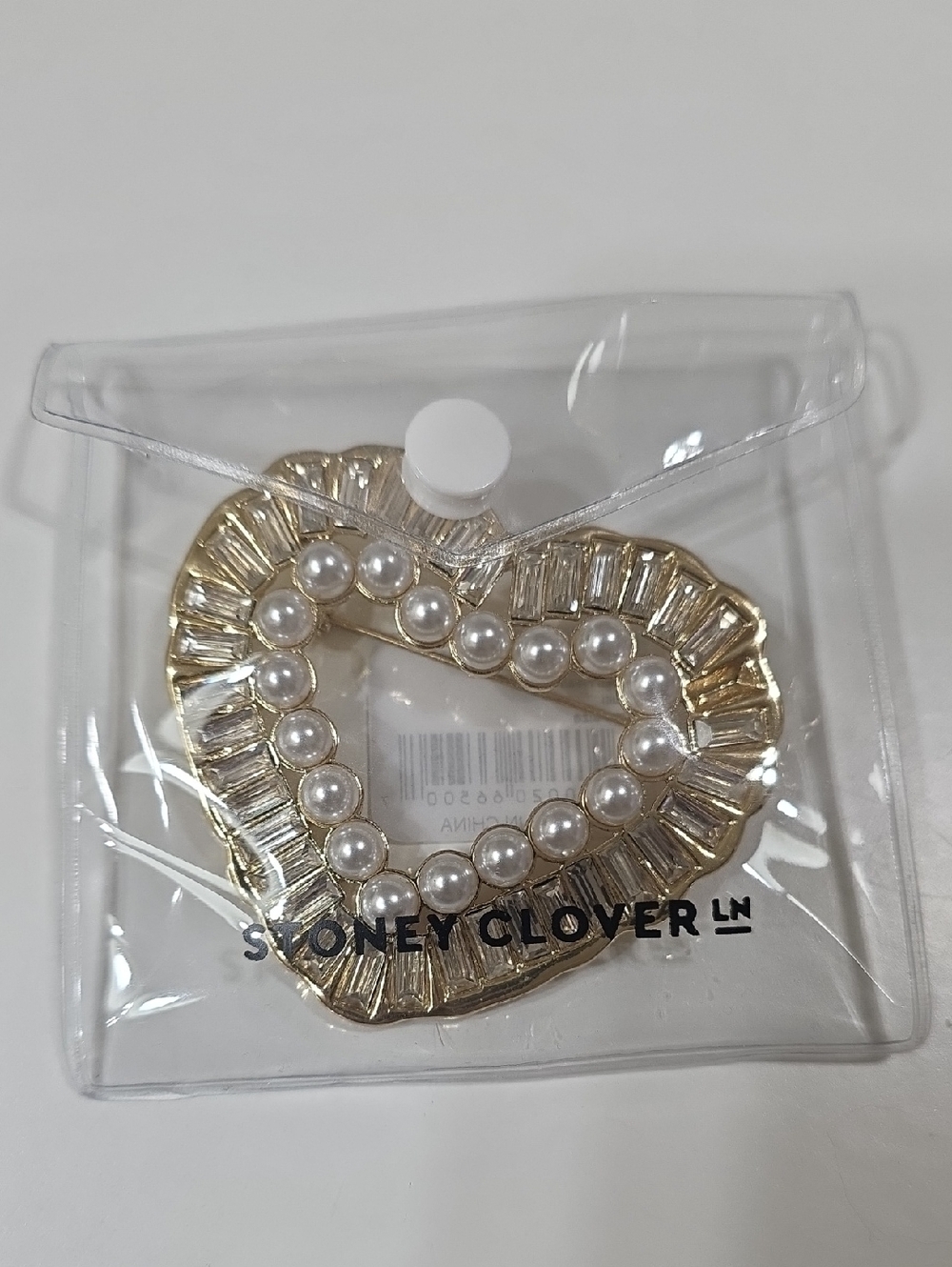 Stoney Clover Lane Gold Heart Brooch with Pearls